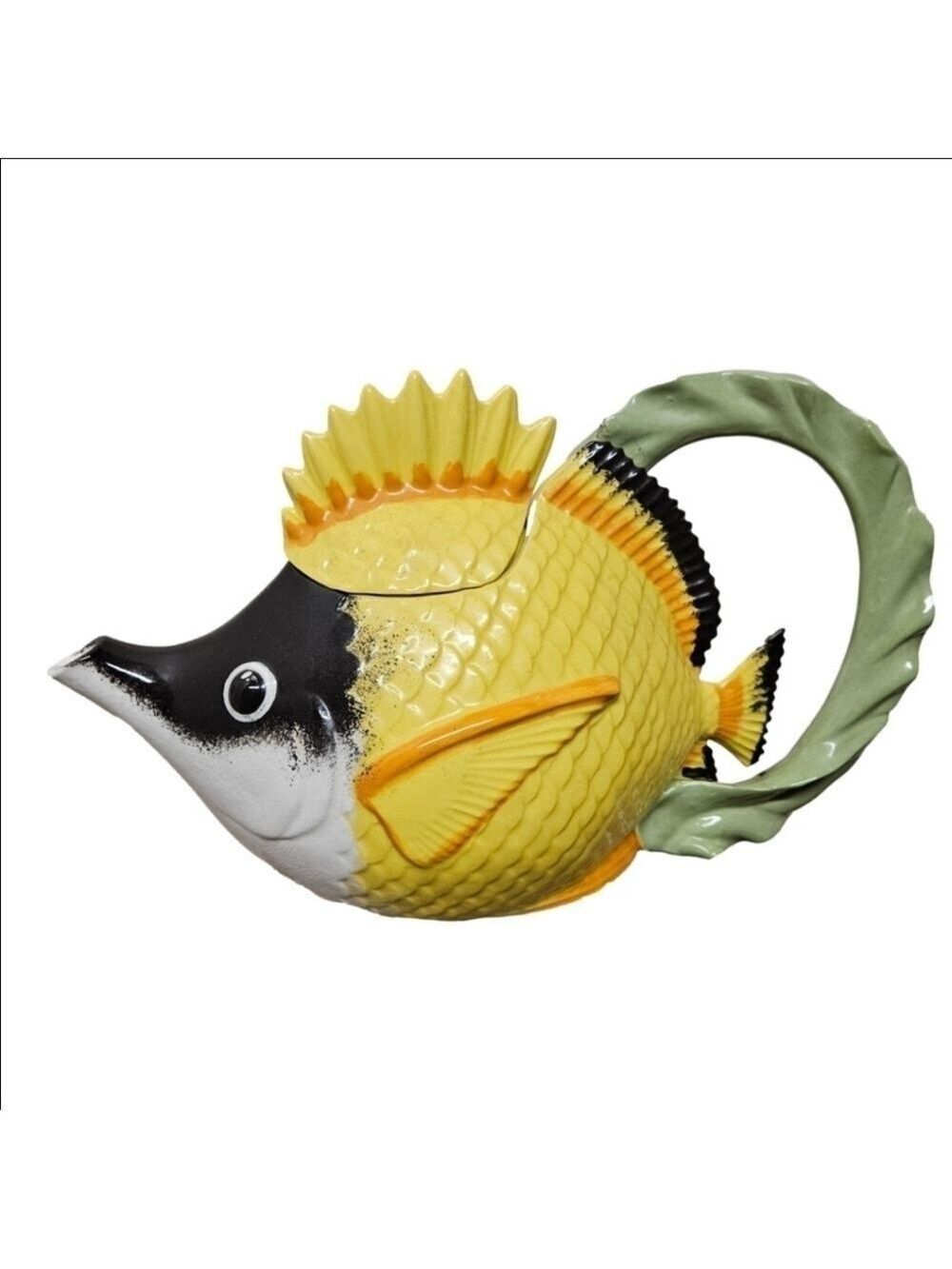Vintage Yellow Longfish Butterfly Fish Teapot